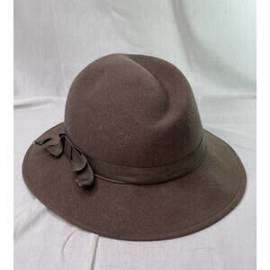 Lancaster Wool Felt Hat‎ Vintage Brown Wide Brim Cloche USA Made Classic Style Lancaster Wool Felt Hat Vintage Brown Wide Brim Cloche USA  main image 4